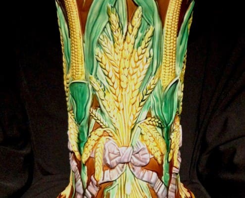 Adams-and-Bromley-majolica-corn-wheat-garden-seat Corn and wheat garden seat