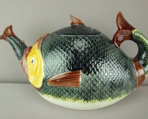 Adams-and-Bromley-majolica-fish-eating-fish-teapot Fish eating fish teapot