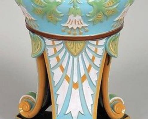 George-Jones-majolica-Egyptian-garden-seat George Jones rare Egyptian garden seat