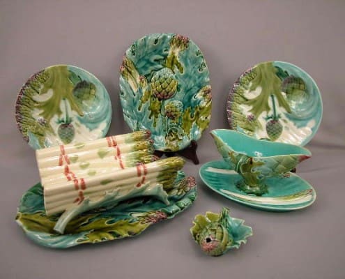 Luneville-majolica-asparagus-artichoke-service Asparagus and artichoke service