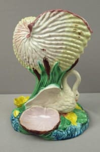 Nautilus shell and swan sweetmeat server