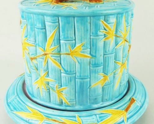 Worcester-majolica-bamboo-cheese-keeper Bamboo cheese keeper