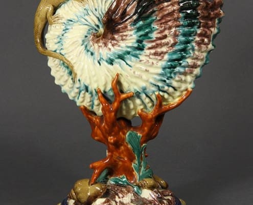 Worcester-majolica-shell-lizard-vase Shell and lizard vase